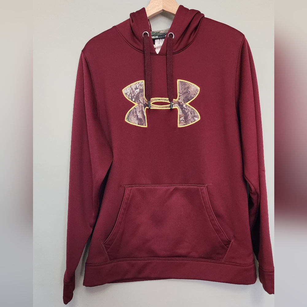 Under Armour Burgundy Hoodie with Gold Emblem Size Medium